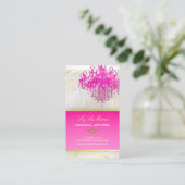 PixDezines PINK CRYSTAL CHANDELIER+CUPCAKE SWIRLS Visitekaartje (Staand voorkant)