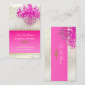 PixDezines PINK CRYSTAL CHANDELIER+CUPCAKE SWIRLS Visitekaartje (Voorkant / Achterkant)