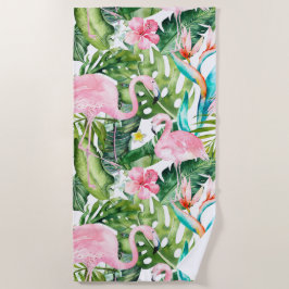 PIXDEZINES PINK FLAMINGOS TROPICAL FOLIAGE STRANDLAKEN