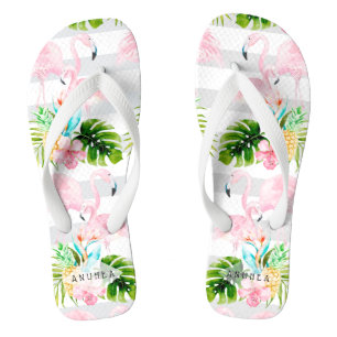 PixDezines PINK FLAMINGOS, TROPISCHE THEMA Teenslippers