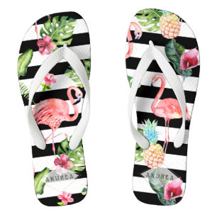 PixDezines PINK FLAMINGOS, TROPISCHE THEMA Teenslippers