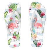 PixDezines PINK FLAMINGOS, TROPISCHE THEMA Teenslippers (Voetbed)