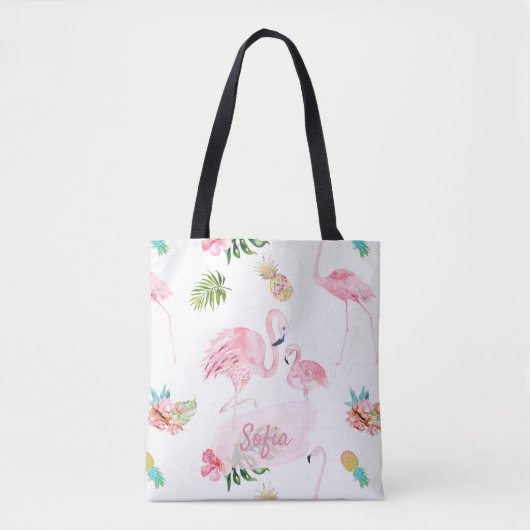 PIXDEZINES PINK FLAMINGOS VOOR BABY TOTE BAG (Voorkant)