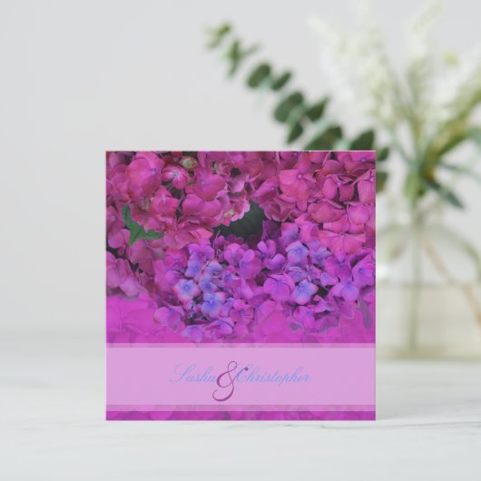 PixDezines Pink/Fuschia Hydrangea Kaart (Staand voorkant)