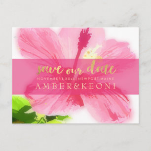 PixDezines Pink Hibiscus/save date/DIY Aankondigingskaart