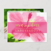 PixDezines Pink Hibiscus/save date/DIY Aankondigingskaart (Voorkant / Achterkant)