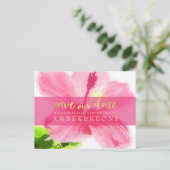 PixDezines Pink Hibiscus/save date/DIY Aankondigingskaart (Staand voorkant)