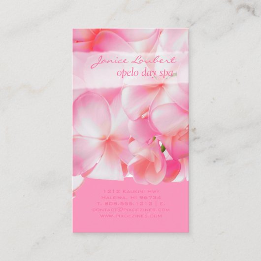 PixDezines PINK KONA PLUMERIAS Visitekaartje (Voorkant)