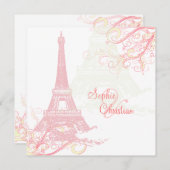 PixDezines PINK LA TOUR EIFFEL+SWIRLS Kaart (Voorkant / Achterkant)
