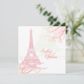 PixDezines PINK LA TOUR EIFFEL+SWIRLS Kaart (Staand voorkant)