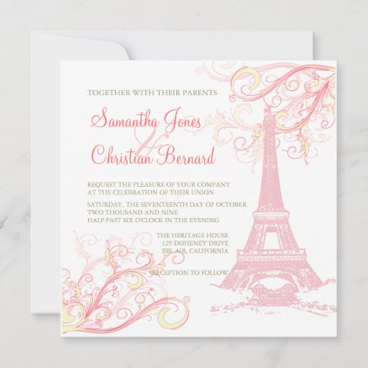 PixDezines PINK LA TOUR EIFFEL+SWIRLS Kaart (Achterkant)