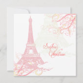 PixDezines PINK LA TOUR EIFFEL+SWIRLS Kaart (Voorkant)