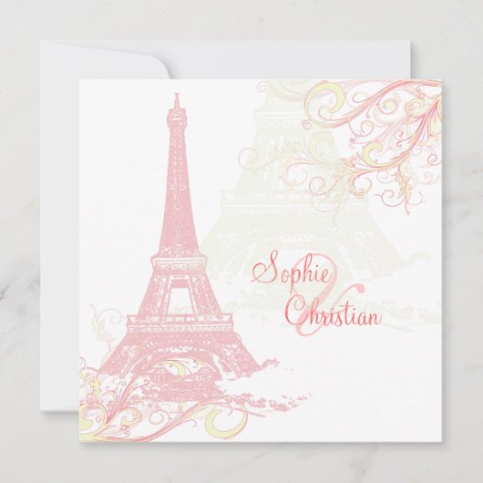PixDezines PINK LA TOUR EIFFEL+SWIRLS Kaart (Voorkant)