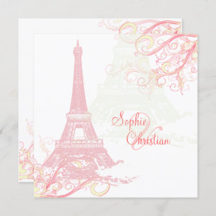 PixDezines PINK LA TOUR EIFFEL+SWIRLS Kaart