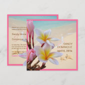 PixDezines Pink Plumeria + Beach + zeester Kaart (Voorkant / Achterkant)