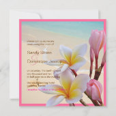 PixDezines Pink Plumeria + Beach + zeester Kaart (Achterkant)