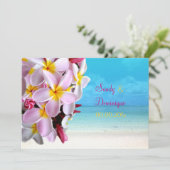 PixDezines PINK PLUMERIA LEI/BEACH WEDDING Kaart (Staand voorkant)