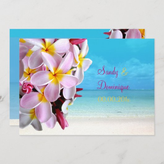PixDezines PINK PLUMERIA LEI/BEACH WEDDING Kaart (Voorkant / Achterkant)