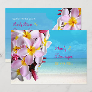 PixDezines PINK PLUMERIA LEI/BEACH WEDDING Kaart