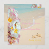 PixDezines PINK PLUMERIA+STARFISH+SWIRLS+BEACH Kaart (Voorkant / Achterkant)