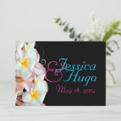 PixDezines Pink Plumeria/strand/tropische bruiloft Kaart (Staand voorkant)