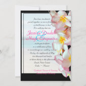 PixDezines Pink Plumeria/strand/tropische bruiloft Kaart (Achterkant)