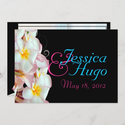PixDezines Pink Plumeria/strand/tropische bruiloft Kaart (Voorkant / Achterkant)