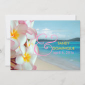 PixDezines Pink Plumeria/strand/tropische bruiloft Kaart (Voorkant)