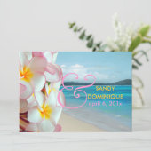 PixDezines Pink Plumeria/strand/tropische bruiloft Kaart (Staand voorkant)