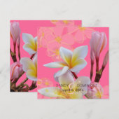 PixDezines Pink Plumeria Wedding Invitations Kaart (Voorkant / Achterkant)