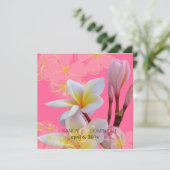 PixDezines Pink Plumeria Wedding Invitations Kaart (Staand voorkant)