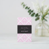 PixDezines Pink+White Olivia Damask/DIY achtergron Visitekaartje (Staand voorkant)