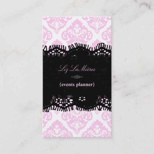 PixDezines Pink+White Olivia Damask/DIY achtergron Visitekaartje (Voorkant)