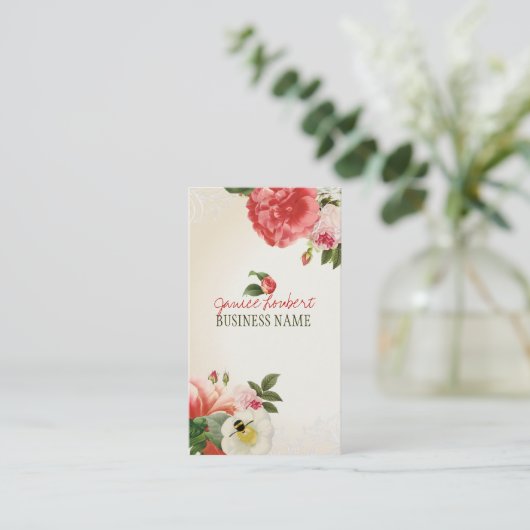 PixDezines  pioenen/doe-het-zelf achtergrond Visitekaartje (Staand voorkant)