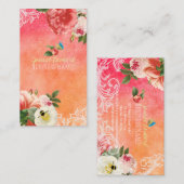 PixDezines pioenen/waterverf Visitekaartje (Voorkant / Achterkant)