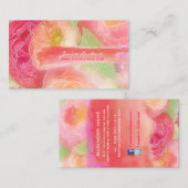 PixDezines pioenrozen boeketten/doe-het-zelf achte Visitekaartje (Voorkant / Achterkant)