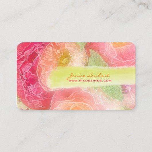 PixDezines pioenrozen boeketten/doe-het-zelf achte Visitekaartje (Voorkant)