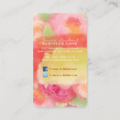 PixDezines pioenrozen boeketten/doe-het-zelf achte Visitekaartje (Achterkant)