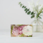 PixDezines Pioenrozen + Groene Orchidee Visitekaartje (Staand voorkant)