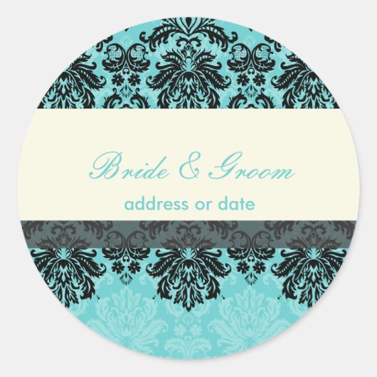 PixDezines Piqué Damask, aqua fluweel Ronde Sticker (Voorkant)