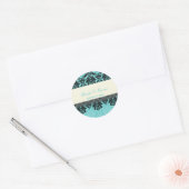 PixDezines Piqué Damask, aqua fluweel Ronde Sticker (Envelop)
