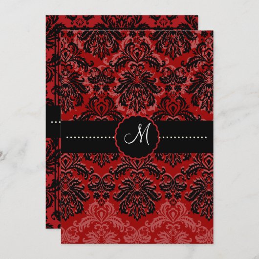 PixDezines Piqué, Damask/Black + Red Velvet Kaart (Voorkant / Achterkant)