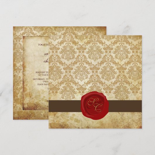 PixDezines +Pique Damask+Wax Seal Kaart (Voorkant / Achterkant)