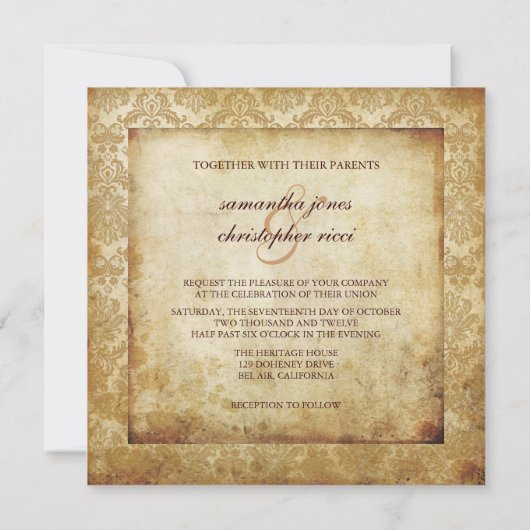 PixDezines +Pique Damask+Wax Seal Kaart (Achterkant)