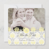 PixDezines pique damask/yellow/grijs Save The Date (Voorkant)