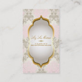 PixDezines  piqué damaskpink+ash bruin Visitekaartje (Achterkant)