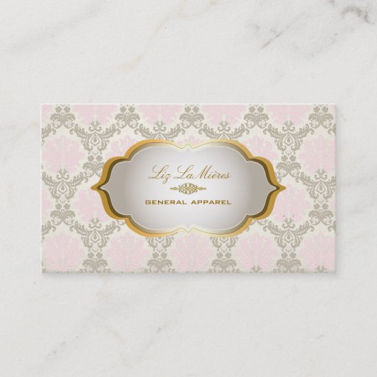PixDezines  piqué damaskpink+ash bruin Visitekaartje (Voorkant)