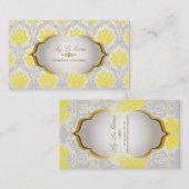 PixDezines  piqué damast/geel+grijs Visitekaartje (Voorkant / Achterkant)