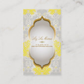 PixDezines  piqué damast/geel+grijs Visitekaartje (Achterkant)