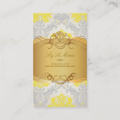 PixDezines  piqué damast/geel+grijs Visitekaartje (Achterkant)